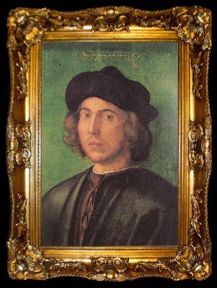 framed  Albrecht Durer Portrat eines jungen Mannes vor grunem Hintergrund, ta009-2